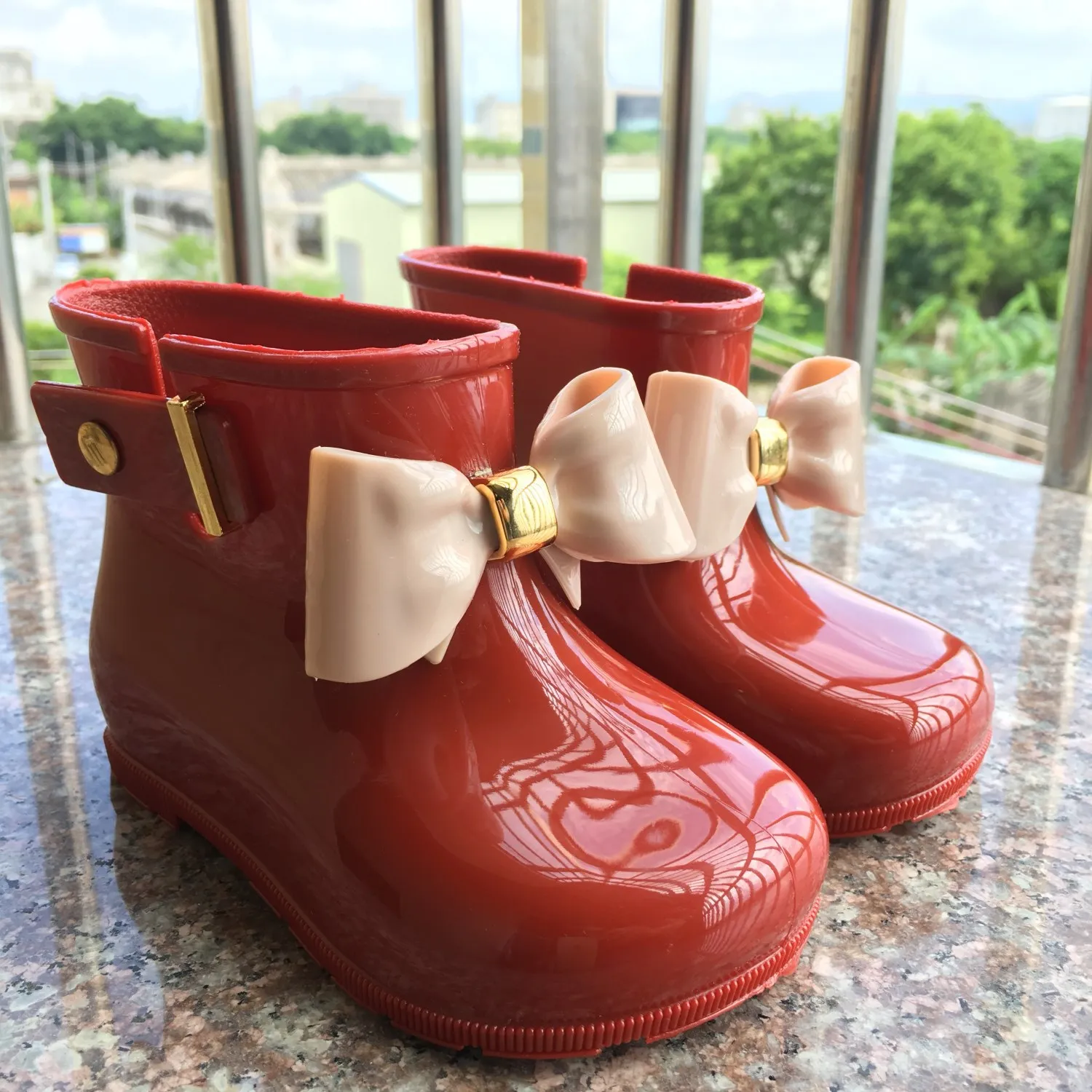 2022 New Children Rain Boots For Girls Toddlers Kids Rain Shoes Soft PVC Jelly Boots With Bow-knot Cute Water-proof Rain Boots