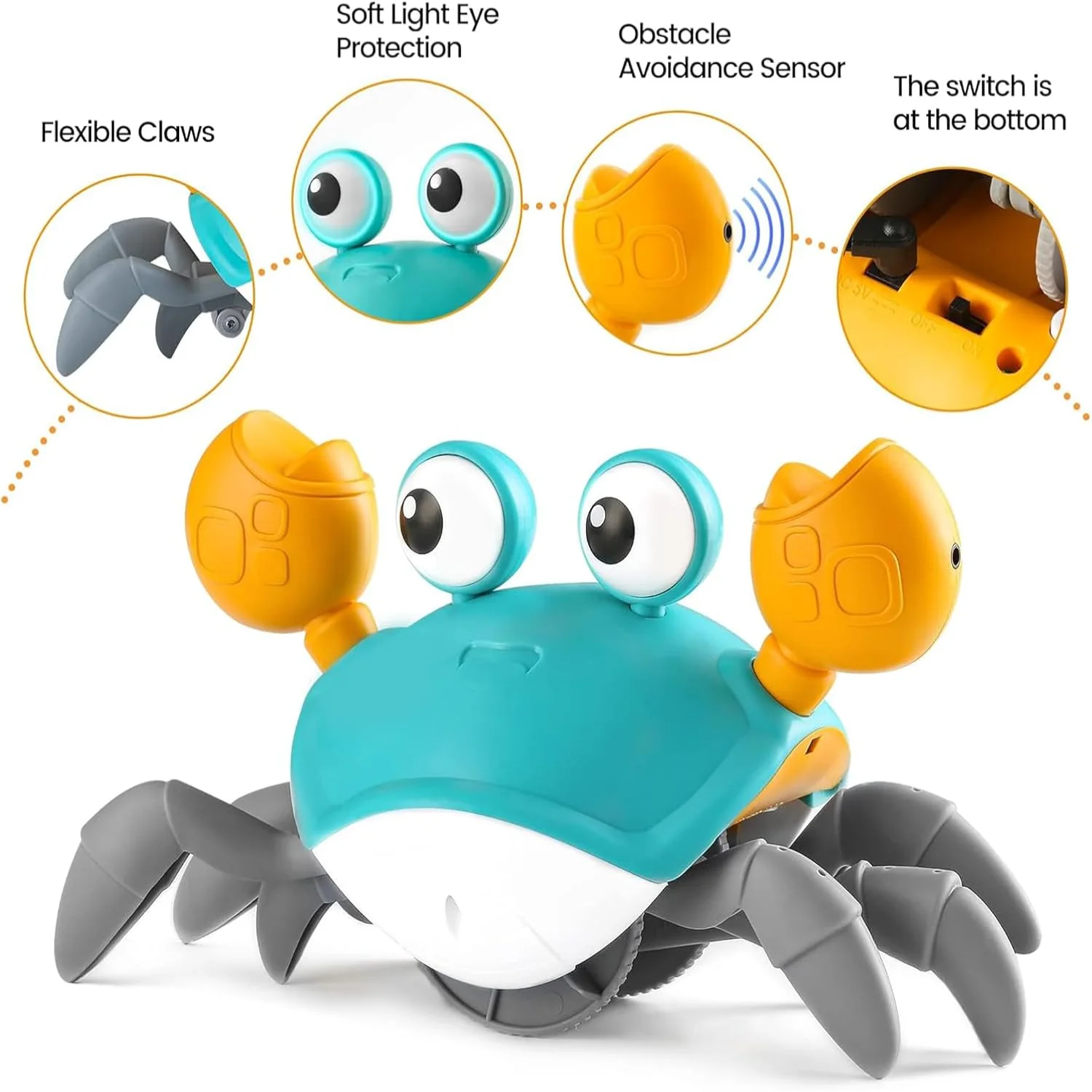 Giocattolo per bambini con granchio strisciante - Giocattoli per il tempo della pancia infantile per -6 6-12 Learning Crawl 9-12 12-18 Neonati per bambini Ragazzo Crabby Toys 4 5 6 7 8