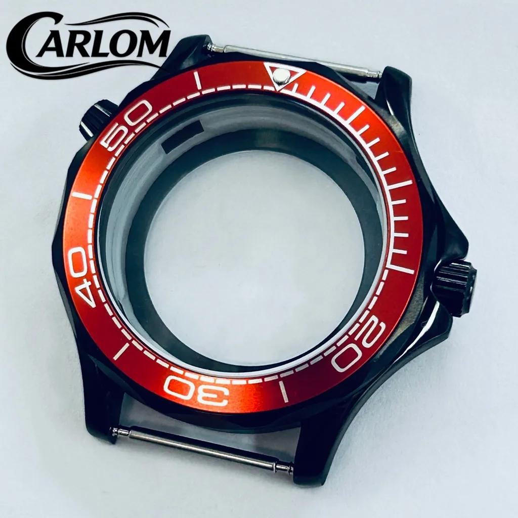 41mm Black Watch Case For NH34 NH35 NH36 NH38 NH39 NH70 NH72 Movement SEA300/600 Dark Blue Red Bezel Watch Parts