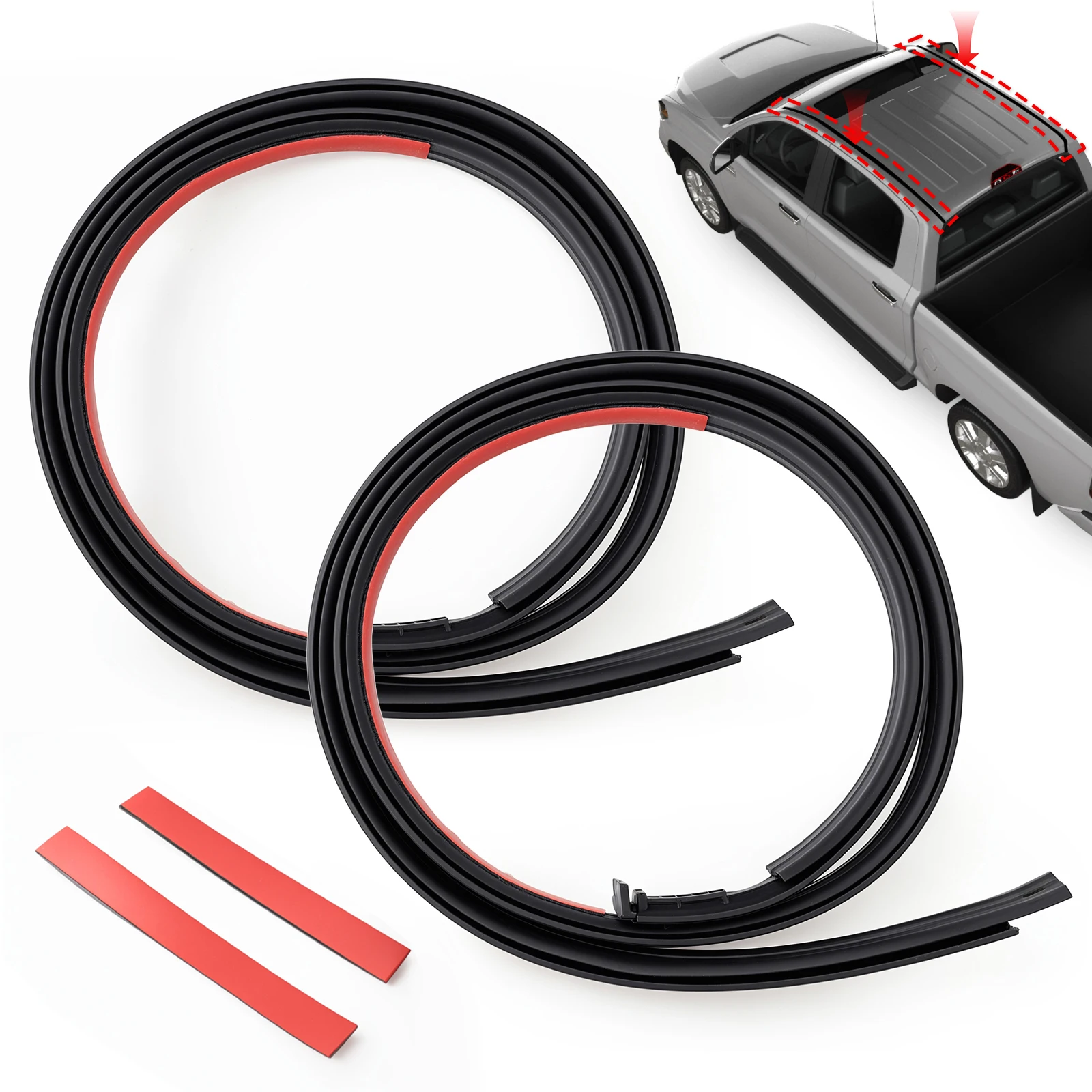 Left Right Car Roof Drip Finish Moulding Seal Strips Rubber Black for Toyota Tundra Crewmax/Crew 2007-2020 75551-0C060