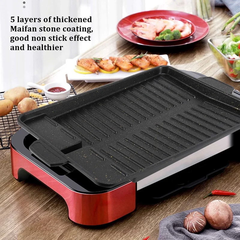 Portable Korean BBQ Grill Pan Non-Stick Grill Plate Butane Gas Stove Cooker Party Picnic Terrace Beach Barbecue Tray