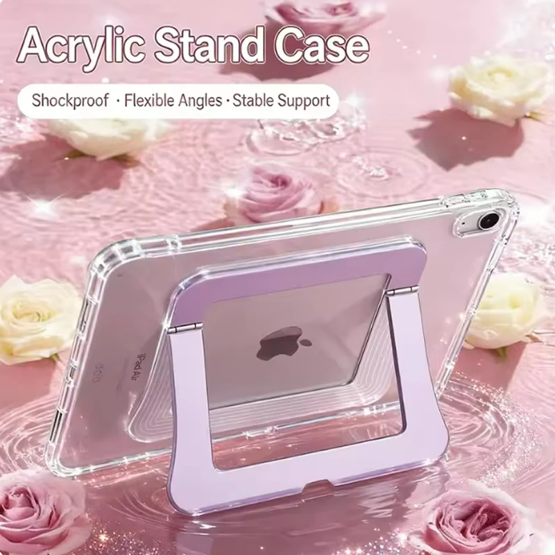 Tablet Case For iPad 10 11 12th 11in Pro11/13-inch Air 4 5 Mini6/7 Acrylic Shockproof Stand Case, Multi-Angle, Pencil Compatible