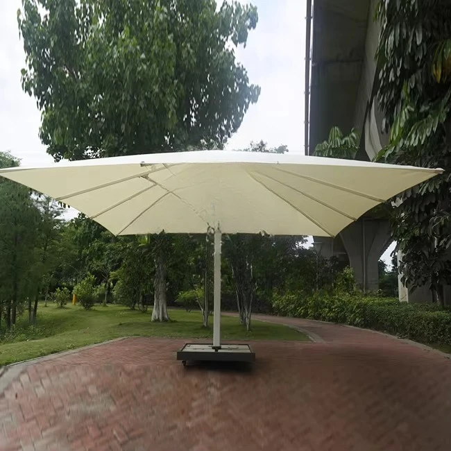 Big Size Square Round Outdoor Patio Umbrella Custom Logo Windproof Heavy Duty Aluminum Center Pole Umbrella With LED Light