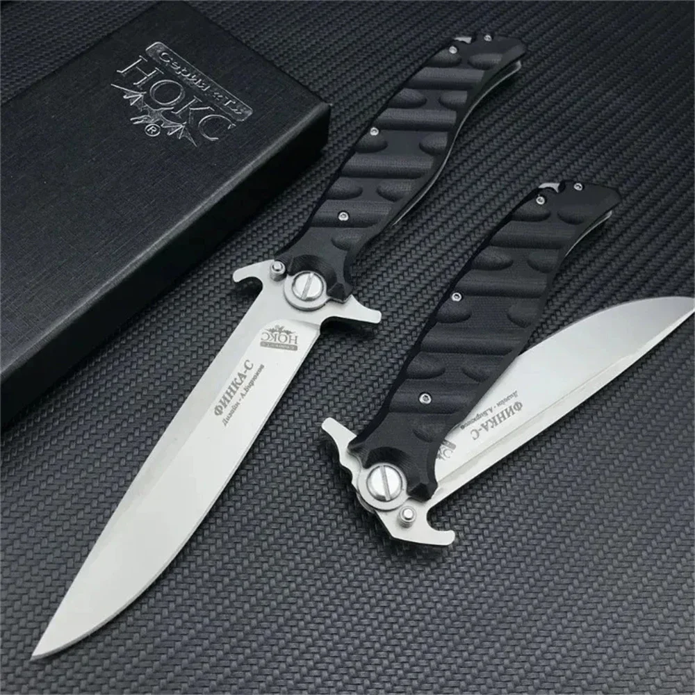 Russian HOKC D2 Blade Comfort G10 Grip Folding Knife Ball Bearing Outdoor Survival Hunting Camping Tactical Knives for Men