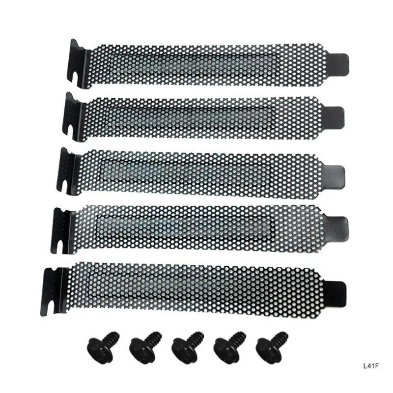 PCI Slot Cover 5PCS Black PCI Bracket Vented Slot Covers Hard Steel Dust Filter Blanking Plate with Screws for Computer