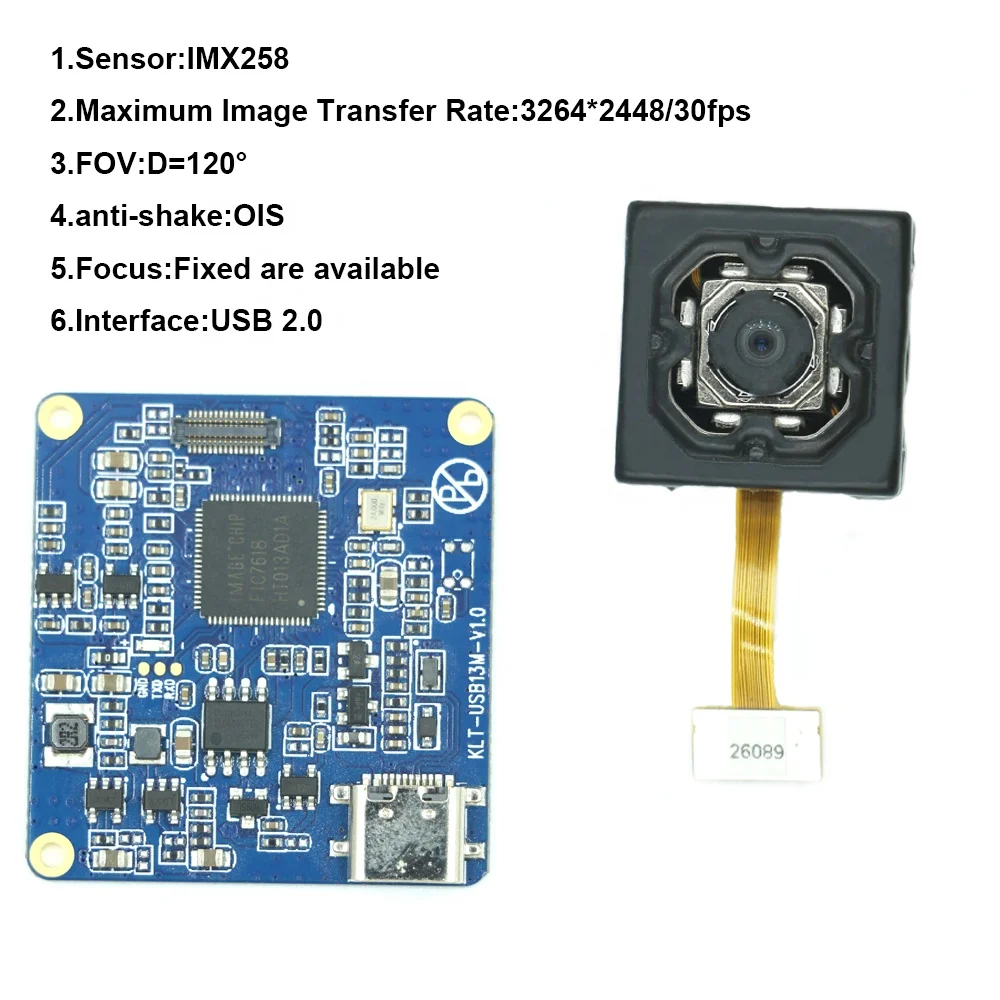 HZ OEM IMX258 Ois USB-C 4k Camera Module 13MP Optical Image Stabilization Autofocus Uvc Drive Free CMOS Mini Usb Camera Module