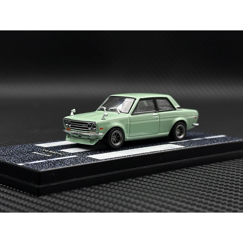 TW In Stock 1:64 Datsun 510 Light Green Diecast Diorama Car Model Collection Miniature Toy Tarmac Works