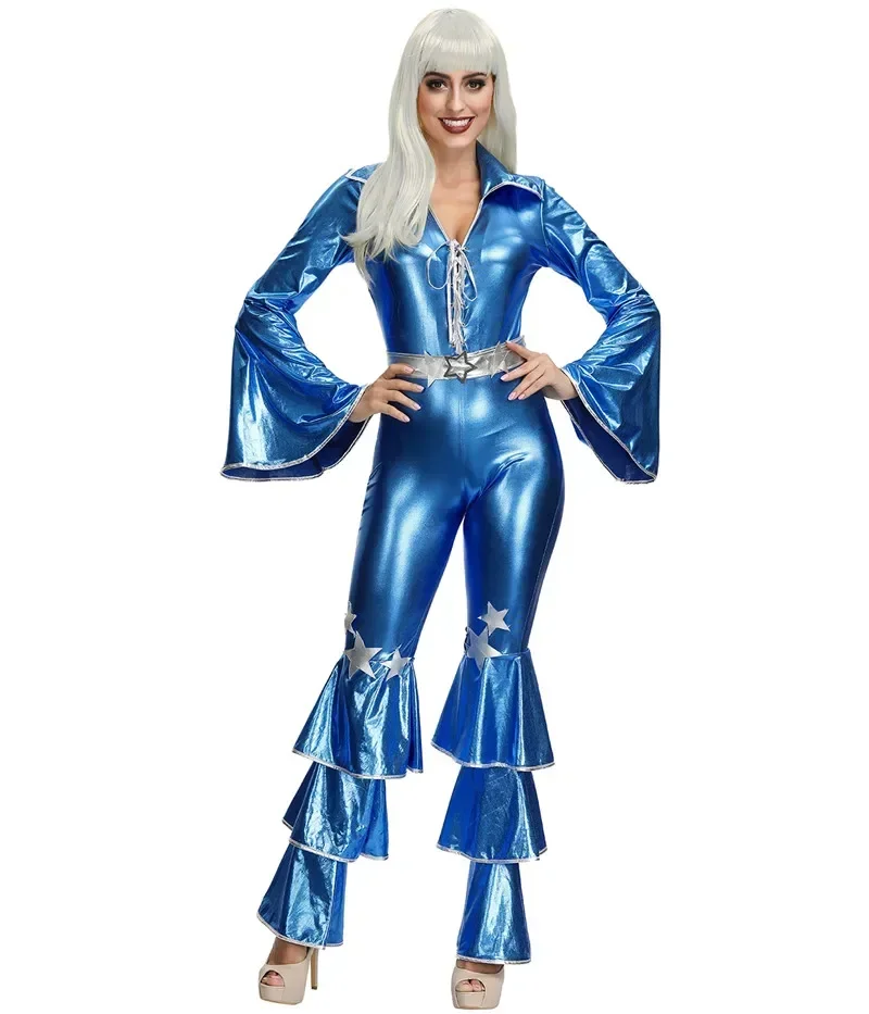 

Women Sexy Jumpsuit Retro 60-70s Disco Stage Singer Hip-hop Costume Halloween Cosplay Hippie Party Fancy Outfits