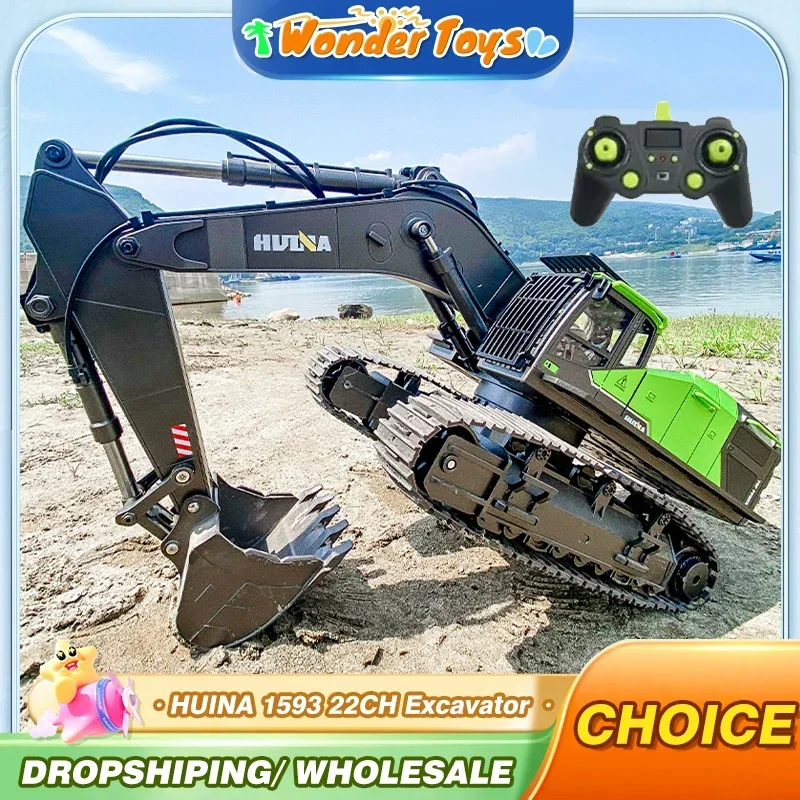 

HUINA 1593 Rc Excavator 1/14 Remote Control Excavators Truck Crawler Alloy Tractor Loader Radio Controlled Engineering Vehicles
