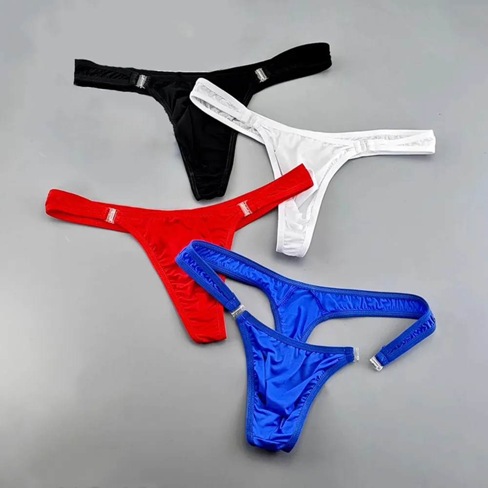Tanga con hebilla translúcida para hombre, calzoncillos sexis convexos en U de nailon y LICRA, Tanga/jarretas/Tanga/ropa interior Gay con espalda en T