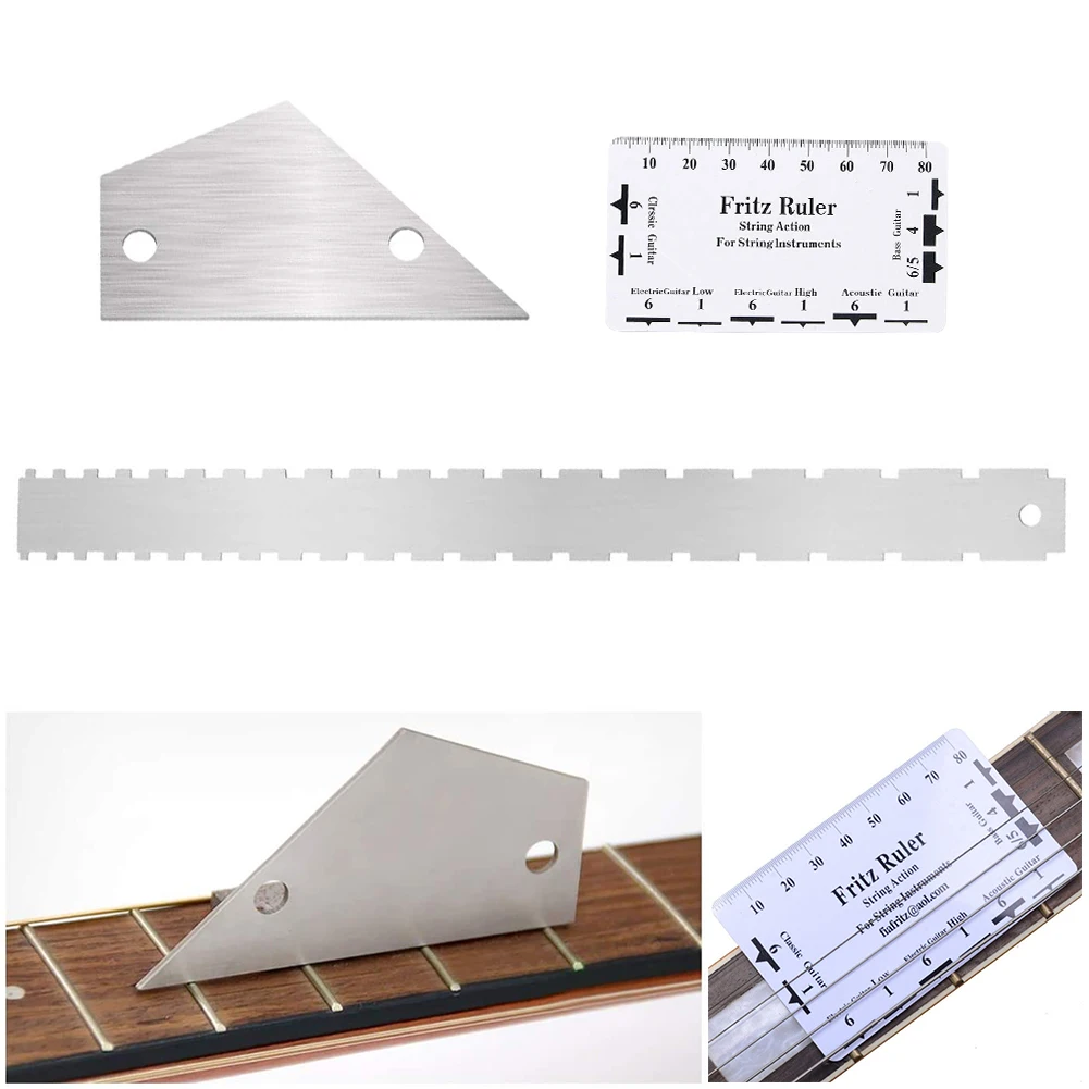 Guitar Fret Leveling Ruler Stainless Steel Guitar Fingerboard Ruler Universal Guitar Gauge Ruler Electric Guitar Accessories