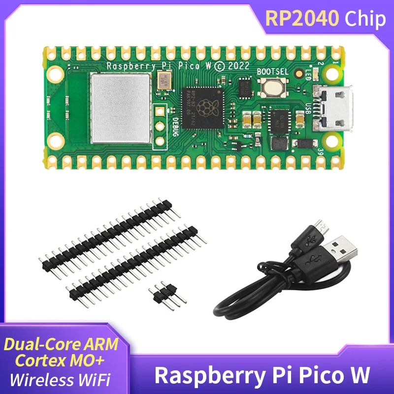 

Макетная плата Raspberry Pi Pico W, беспроводной двухъядерный модуль Wi-Fi ARM Cortex MO + RP2040, микроконтроллер для Micro Python