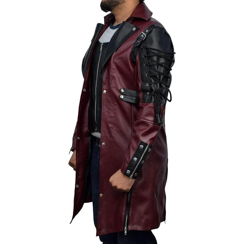 Spring 2026 Men's Casual Halloween Medieval Style Steam Punk Gothic Leather Jacket Long Sleeve Zipper Closure Fashionable Coat