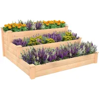 Raised Bed Planter 4’x4’ Outdoor Wooden Raised Garden Bed Kit for Vegetables Fruit Herbs Flowers