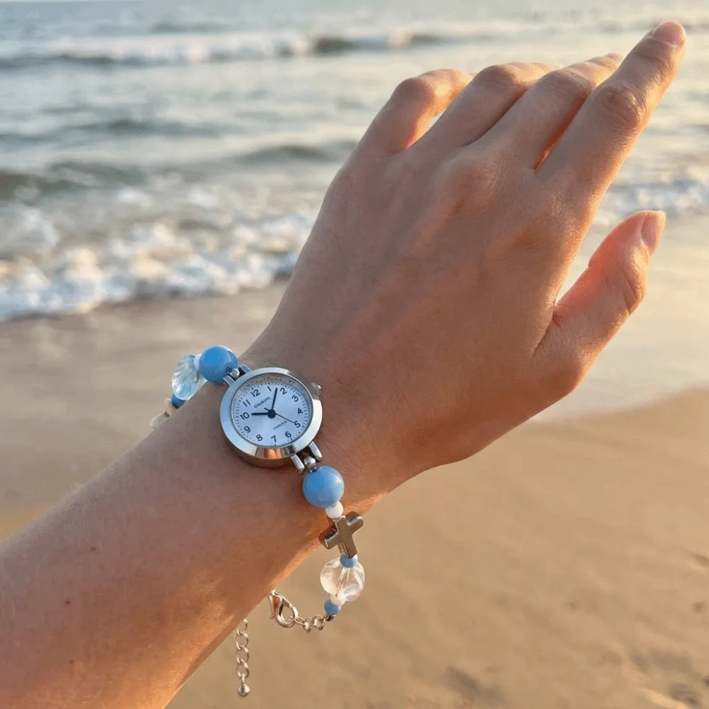 New Starfish Shell Bracelet Watch Dopamine Beaded Ceramic Beaded Bracelet Watch Pendant Adjustable Quartz Watch Gift