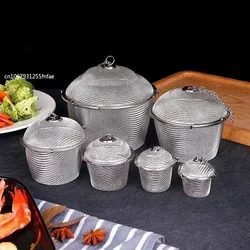 Bola de chá durável, 6 tamanhos, prata, reutilizável, malha inoxidável, bola de ervas, chá, tempero, chaleira, travamento, filtro de chá, infusão de especiarias