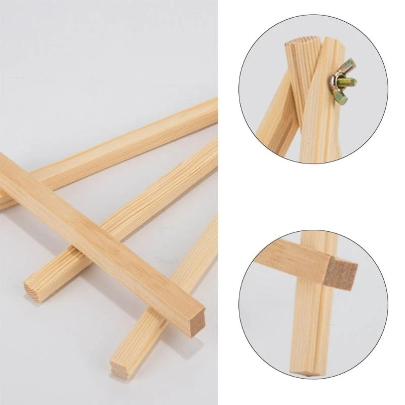 Cavalletto in legno per display triangolare utilizzato come supporto per telefono cellulare. oggetto. migliore