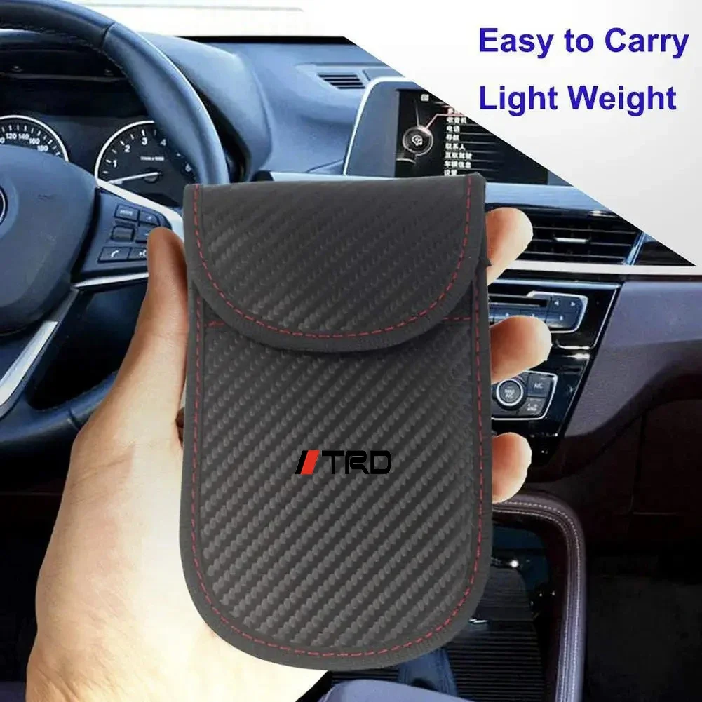 Newest  Universal Anti-theft Car Key Fob RFID Signal Blocker  Blocking Pouch  For Toyota TRD Logo Corolla Chr Avensis Yaris