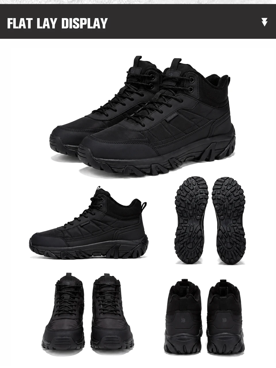Baasploa Herren Winter-Wanderschuhe Wasserfeste Casual-Sneakers Komfort-Plüsch Warme Stiefel Herrenschuhe Rutschfest Verschleißfest – Detail 15