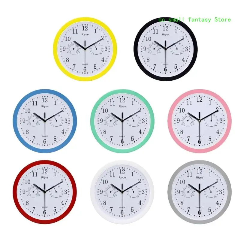 

R3MA 10Inch Indoor Wall Clock with Thermometer and Hygrometer Battery Operated Round Hangings Clock Home Decorations Gift