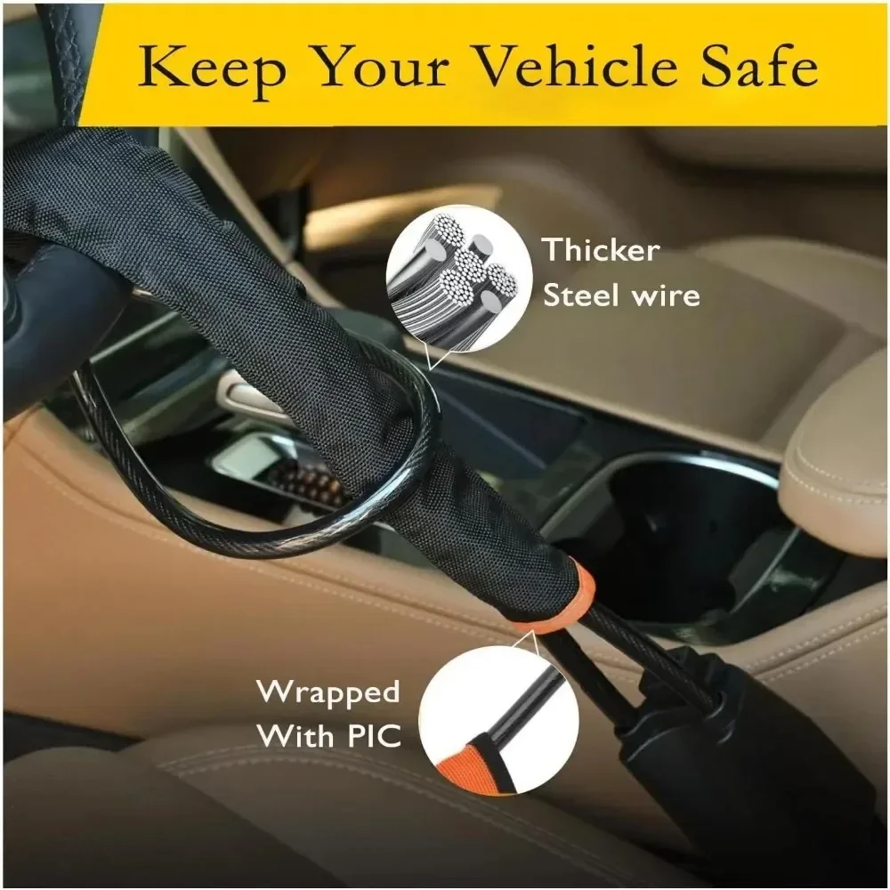 Universal Anti-Theft Device Safety Belt Buckle Lock Steel Wire Rope Lock for Vehicles Prevent Theft Durable Security Rope