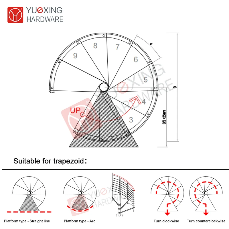 Escada de vidro comercial fácil instalada, escada helicoidal interna de piso de madeira