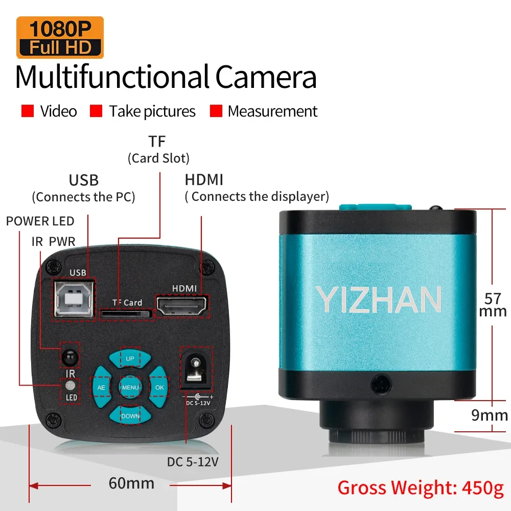 4K 48MP HD Electronic Digital Microscope 1080P 60FPS HDMI USB Soldering Camera 1-130X Lens Small Base For Phone PCB Repair