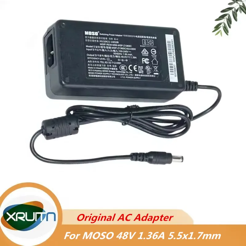 

Оригинальный адаптер переменного тока MOSO 48 В 1,36 А 65 Вт MSP-Z1360IC48.0-65 Вт HU10421-140108 для Hikvision, зарядное устройство для видеорегистратора POE