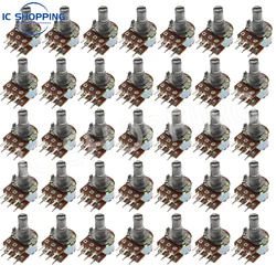 50PCS WH148 Double Linked Potentiometer 500R B1K 2K 5K 10K 20K 50K 100K 500K 1M Handle Length 15mm Adjustable Resistance