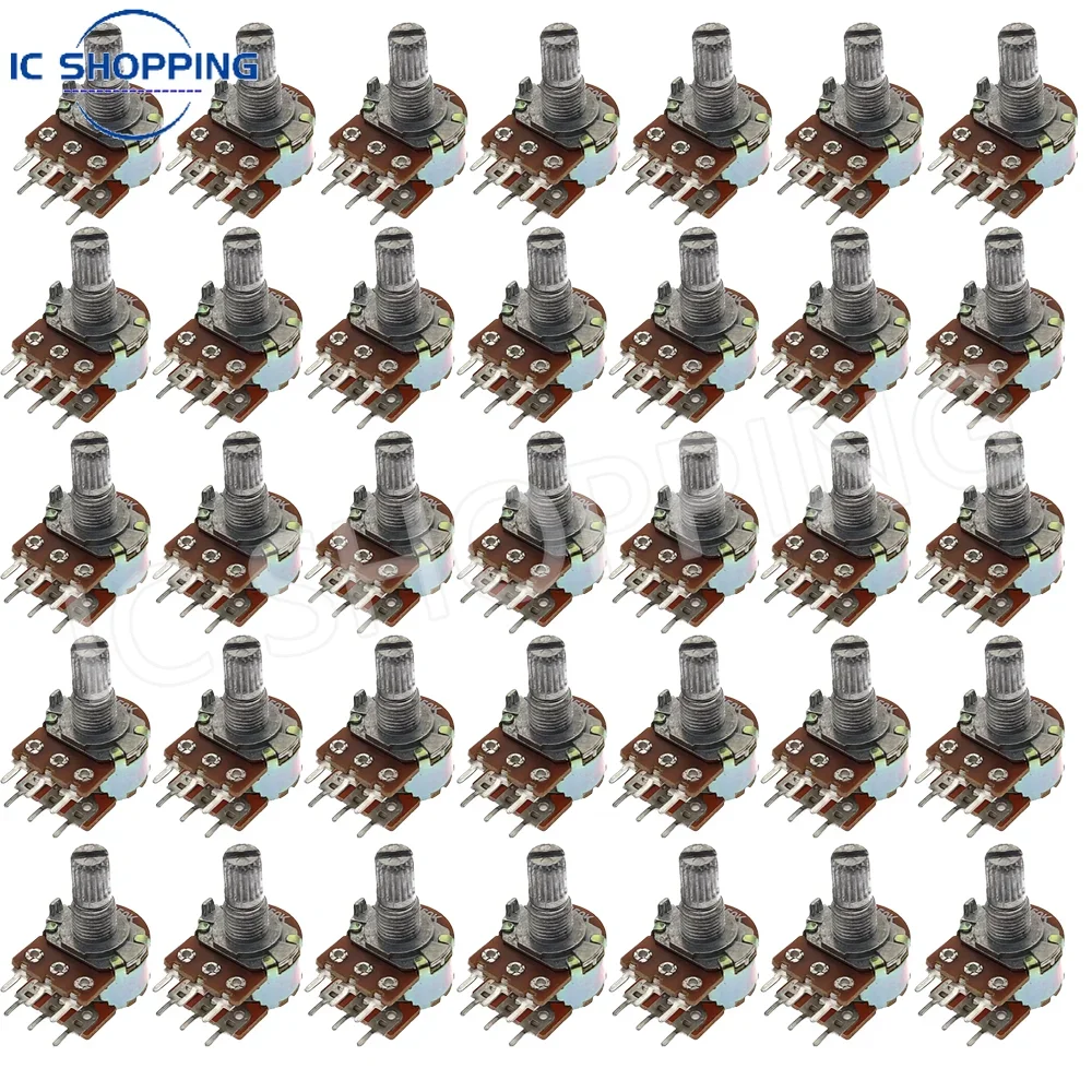 50PCS WH148 Double Linked Potentiometer  with Cap B1K 2K 5K 10K 20K 50K 100K 500K 1M Handle Length 15mm Adjustable Resistance