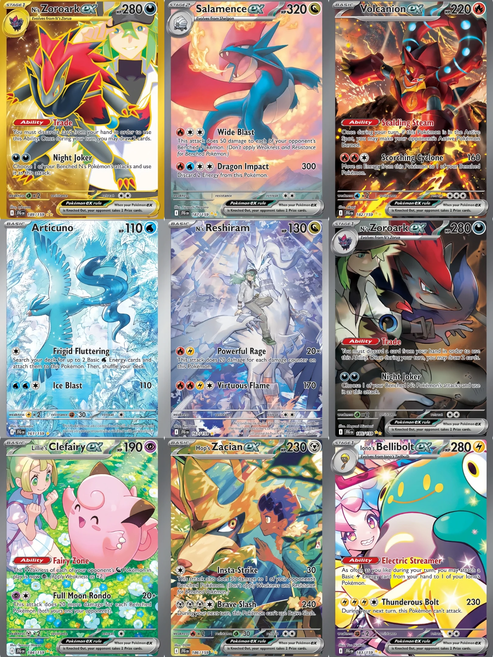 9-cartas-pokemon-ex-n's-zoroark-salamence-zacian-reshiram-articuno-sar-sir-colecao-ptcg-cartas-holo-brinquedo-anime-presente-pokemon