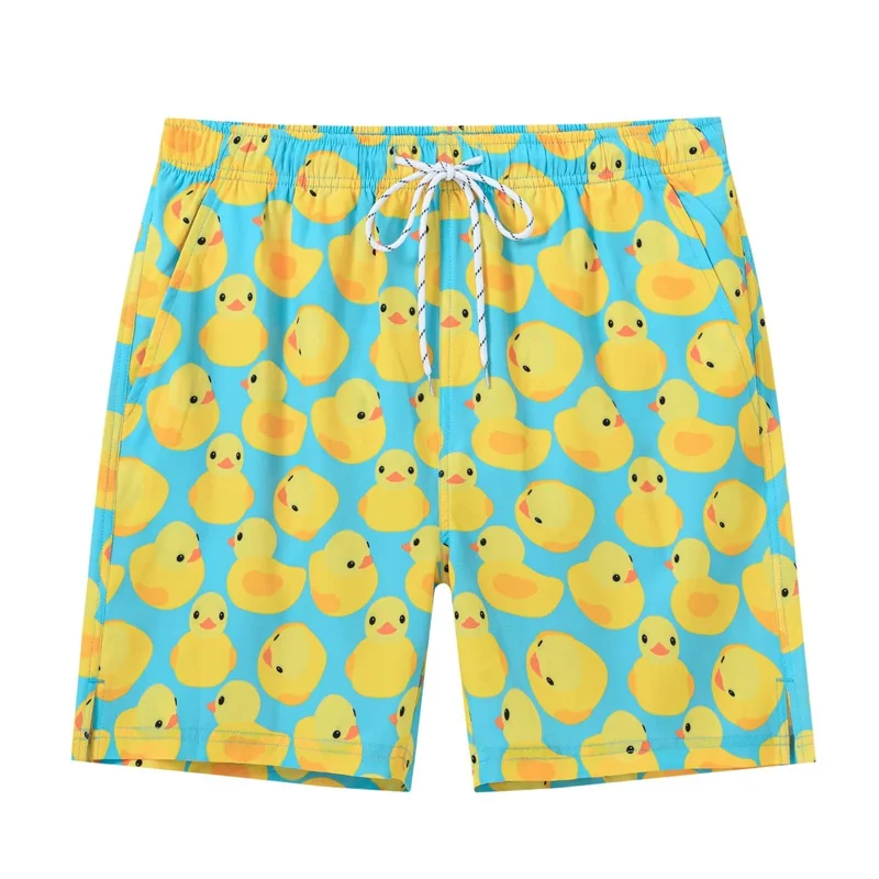 Pantalones cortos de playa de patos amarillos para hombre, bañadores de plátano naranja con estampado 3D de frutas, pantalones cortos de secado