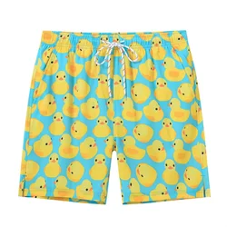 Pantalones cortos de playa de patos amarillos para hombre, bañadores de plátano naranja con estampado 3D de frutas, pantalones cortos de secado rápido para verano, Unisex