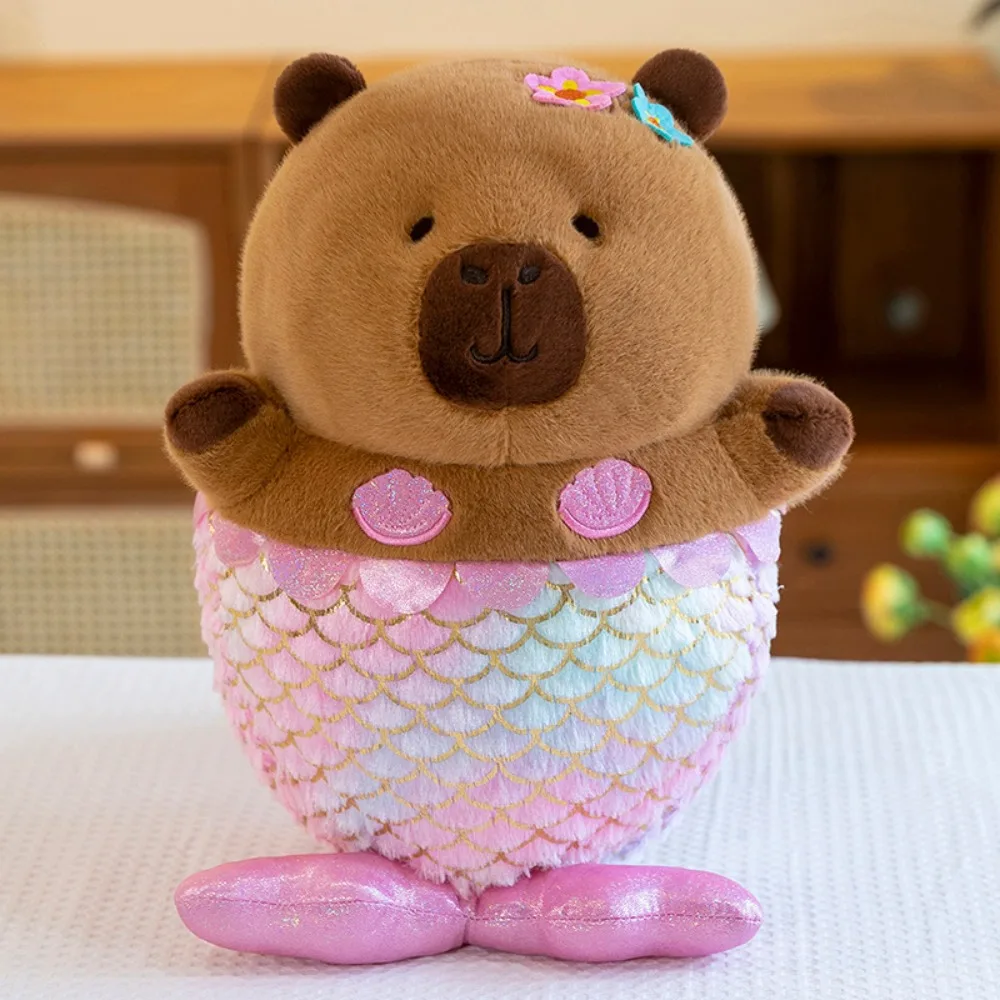 

Kawaii Dress Up Mermaid Capybara Plush Cartoon Fluffy Capybara Plush Toy Simulation Soft Capibara Fluffty Doll Birthday Gift