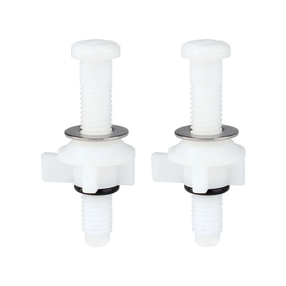 White Toilet Seat Mounting Bolts 304 Stainless Steel And Acetal Plastic Screws With Rubber Gaskets For Standard Bathroom Fitting