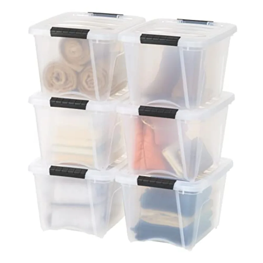 

IRIS USA 19 QT Plastic Storage Box with Lid and Latches - 6 Pack - BPA-Free See-Through Organizing Solution Durable Nestable St