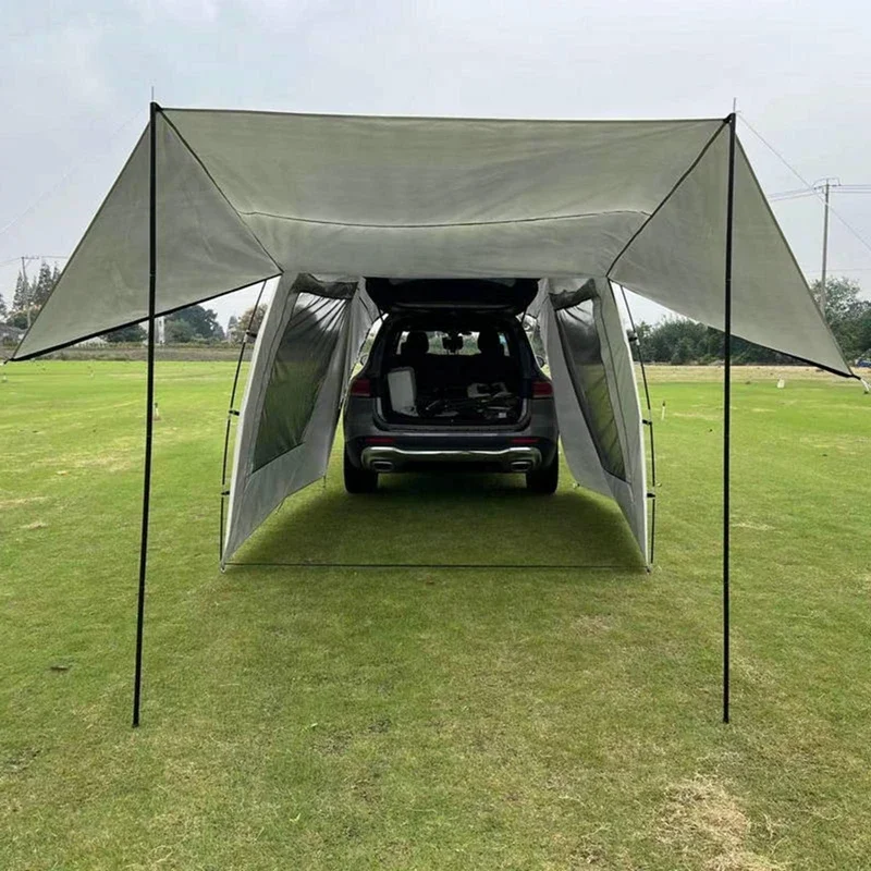 Car Rear Tent Extension Waterproof Trailer Camping Shelter Canopy Trunk Tail Self-driving Sunshade Outdoor Tour Barbecue Picnic