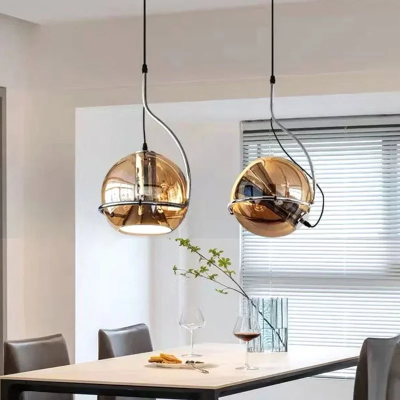 

Nordic Postmodern Chandelier Simple Amber Glass Study Bedroom Dining Room Bauhaus Style LED Pendant lamps