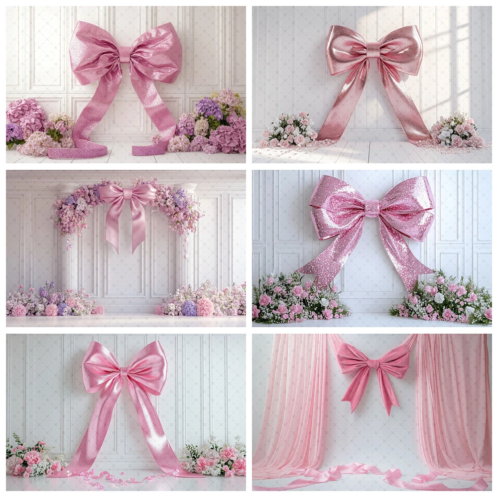

Photography Background Pink Bow Room Floral Girls Birthday Party Maternity Wedding Portrait Decor Backdrop Photo Studio