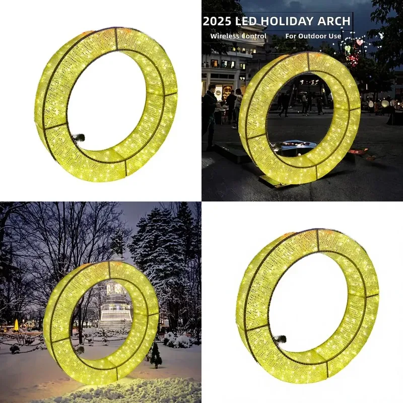2026 Large Round 3D LED Floral Walkway Arched Door Light with IP65 Protection Rating for Outdoor Christmas Decorations