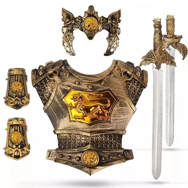 Children's Toy Armor Knight Set Boy's Ancient Dragon Knight Costume Warrior Outfit Includes ield And Sword for Kids