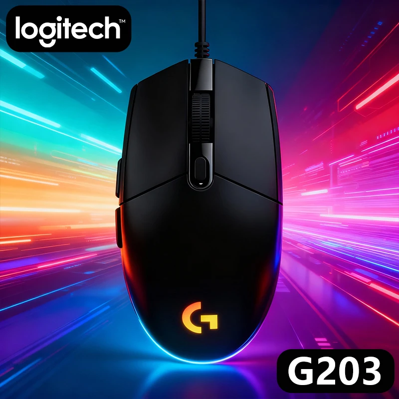 

Logitech G203 Wired Mouse, Ergonomic Optical Shape, 8000 DPI, 16.8M RGB Color Effects, 6 Programmable Keys, Gaming Accessory