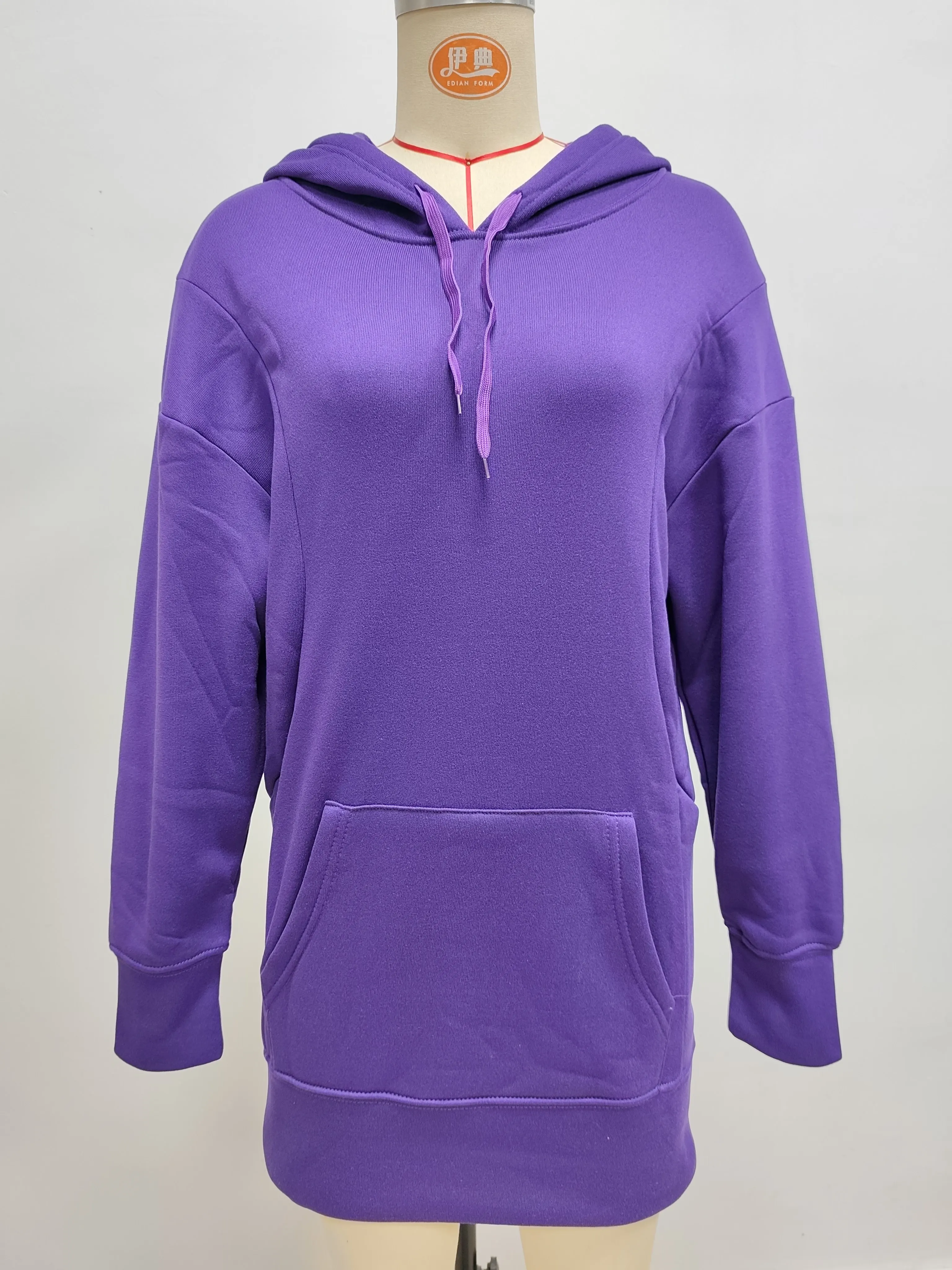 Oversized Hoodie Dress Women Loose Long Sleeve Pocket Drawstring Sweatshirt Dress Casual Streetwear Daily Wear Warm Pullover