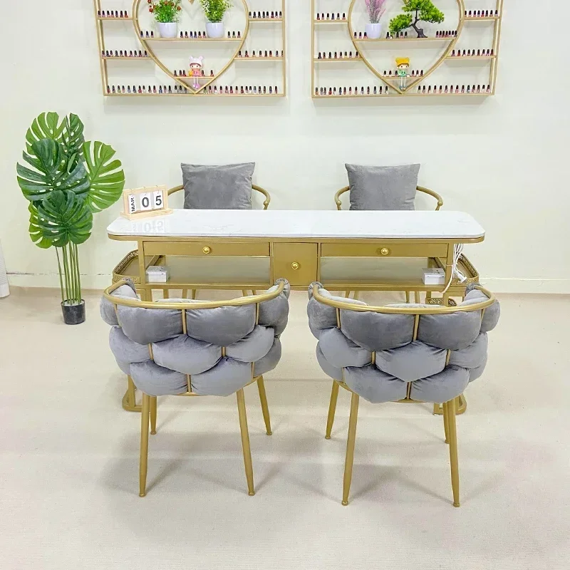 

Nordic Luxury Simple Nail Desk Speciality Modern Design Manicure Table Japanese Golden Mesa De Manicure Tisch Furniture