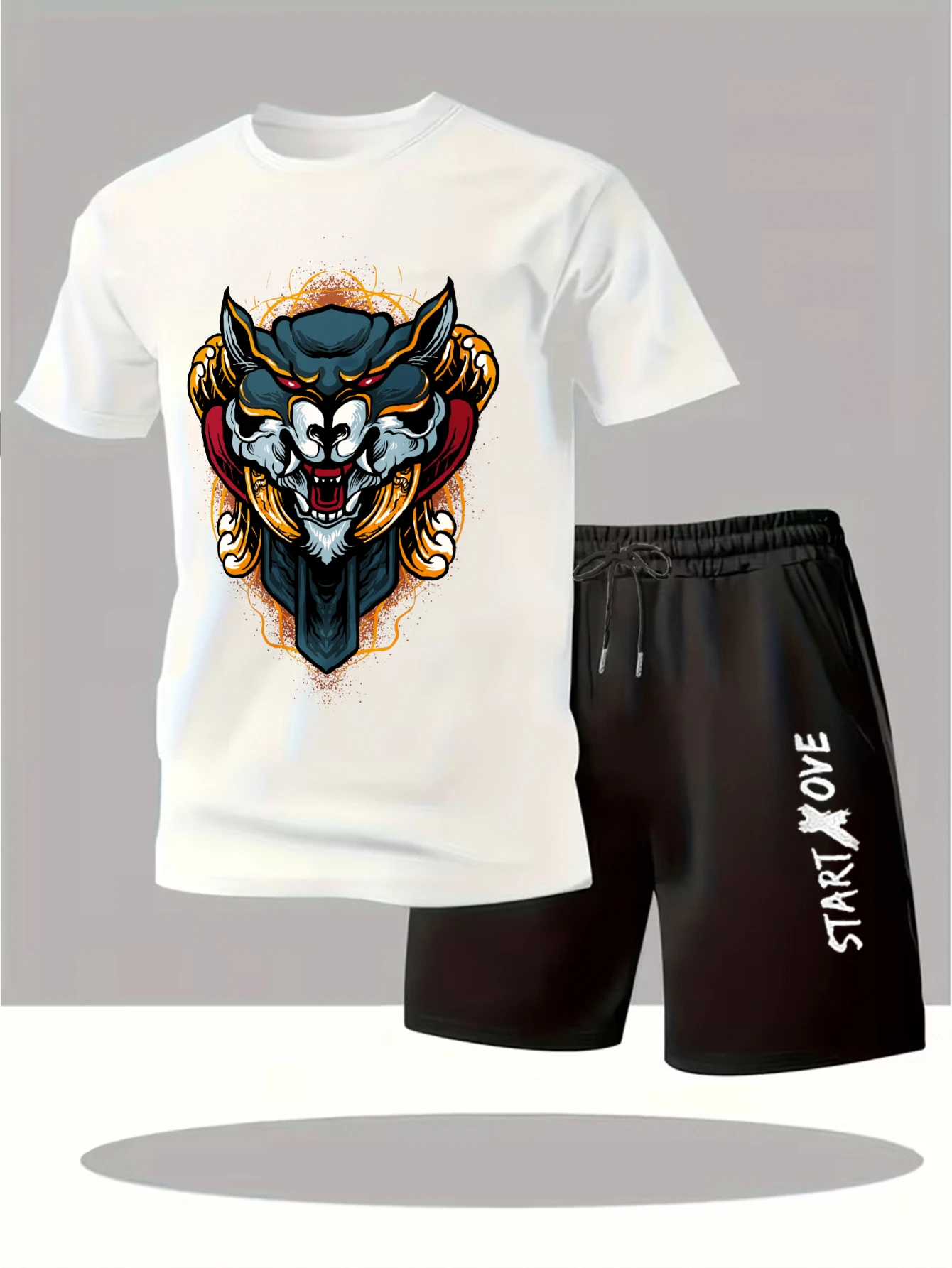 

Мужские комплекты 2025: Новинка! Модный спортивный костюм с коротким рукавом в стиле Y2K для мужчин. Комплекты спортивной одежды с графическим принтом.