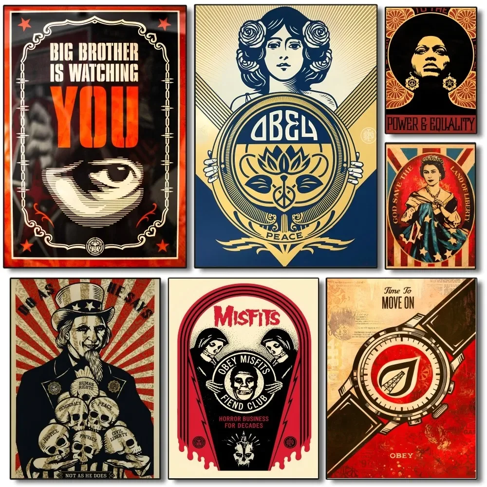 1PC Vintage Abstract Shepard Fairey Street Art Poster Paper Print Home Living Room Bedroom Entrance Bar Restaurant Cafe Art