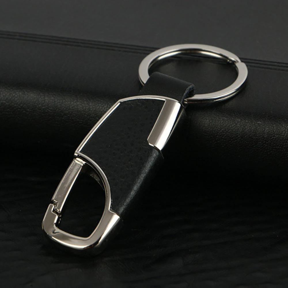 1Pc Universal Men Fashion Creative Car Metal Leather Keyring Charms Keychain Pendant Key Rings Stylish Car Interior Accessories