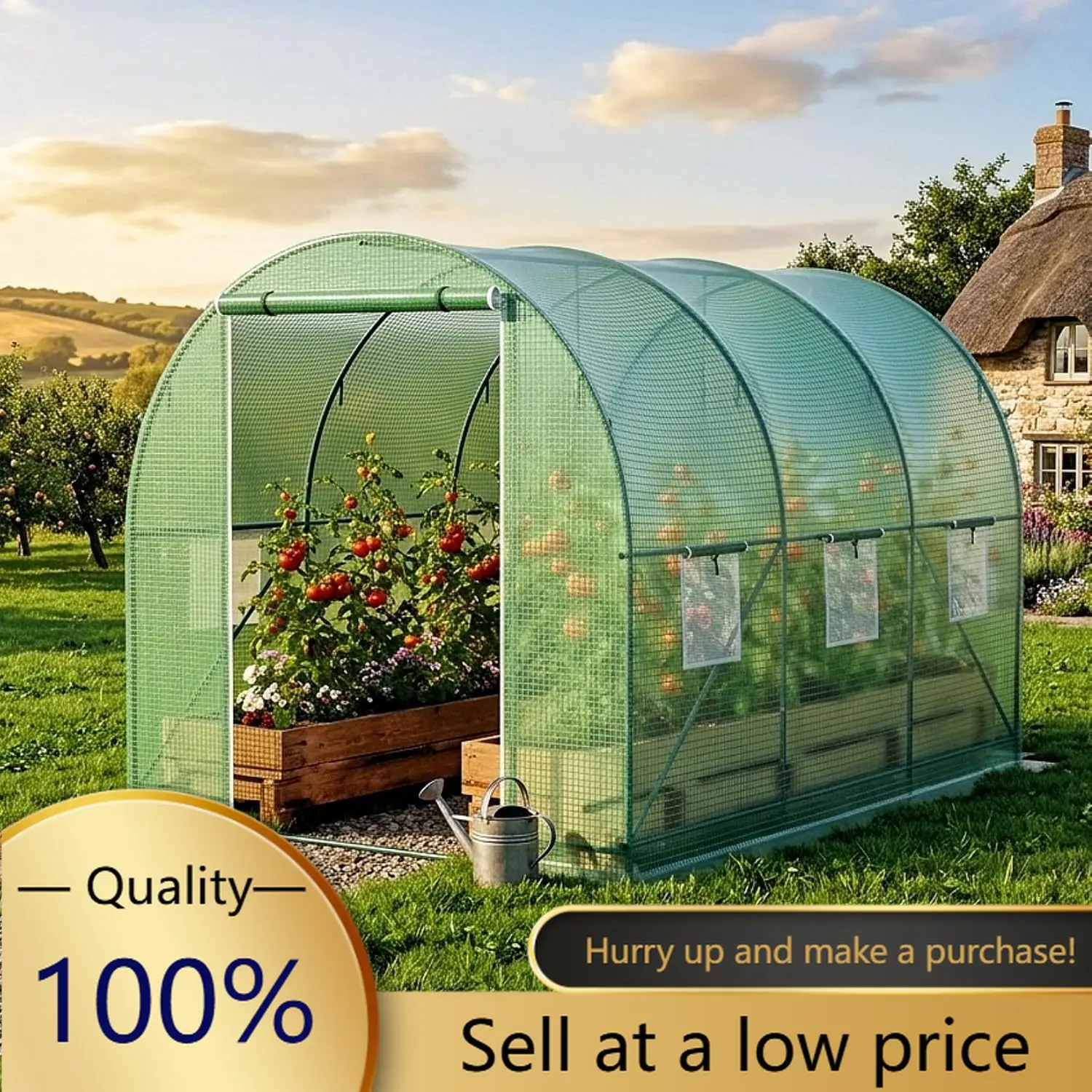 10x7x7 FT Walk-in Greenhouse for Outdoors for Winter Plant Protection,6-Ventilated Screen Window Portable Greenhouse W/ 2-Zipper