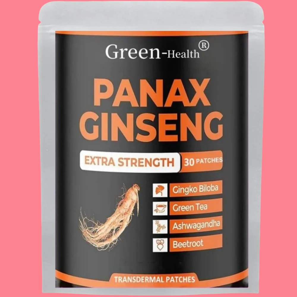 Korean Red Panax Ginseng Transdermal Patches With Ashwagandha, Ginkgo Biloba, Support Strength, Energy Mood Balance 30 Patches