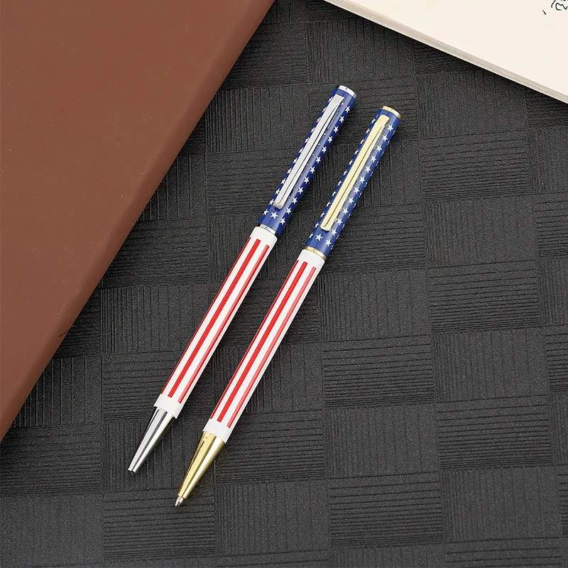 Push Ballpoint Pen Retro Fashion Creative Starlight Student Stationery American Flag Stitching Color Gift Student Holiday Gifts